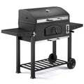 VonHaus Charcoal BBQ – Portable Barbecue with Warming Rack, Fold Down Shelves, Temperature Gauge, Wheels, Large Cooking Grill, Air Vents – 2 in 1 Barbeque and Smoker – Grill Meat, Fish & Vegetables